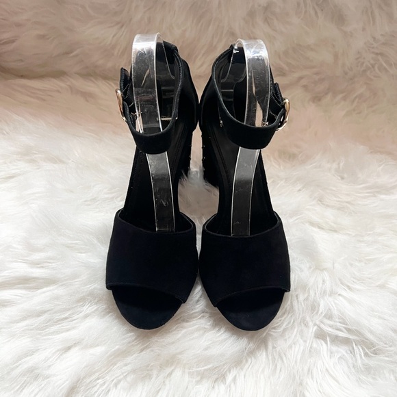 New! MAJE Paris Studded Block Heel Suede Sandals - Picture 6 of 12